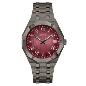 Guess Men’s Quartz Gunmetal Stainless Steel Bordeaux Dial 42mm Watch GW0575G5