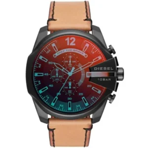 Diesel Men’s Quartz Light Brown Leather Strap Black Dial 51mm Watch DZ4476